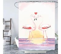 Rose Rideau Douche 120x120 cm Rideau de Douche Flamant Imperméable Shower Curtain, Séchage Rapide avec Ourlet Inférieur Lesté et 12 Plastique Crochets,pour Decoration Salle de Bain,Cadeau Femme YL-404