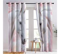 Rose Rideau Occultant à Oeillets, l'amour Entre Les Animaux Rideaux Isolant Thermique Anti Bruit, Protection de la Vie Privée Décoration Rideau pour Chambre à Coucher 117 x 229 cm, 2 Pièces
