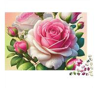 Rose Rose Bouton Puzzle 1000 Pièces Papier pour Adultes Fleur Jeu de Puzzle 1000 Pièces Détente Cadeau 38x26cm/1000pcs