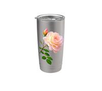 Rose rose délicate de luxe avec un bourgeon gros plan formes Mania Gobelet isotherme en acier inoxydable double paroi