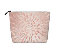Rose Rose Or Blush Traits d'or Rayures Brillance,Trousse de Toilette de Voyage Portable, Imitation Lin, en Lin.