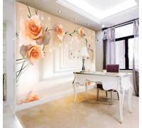 Rose Roses Papillons Couloir Extension Spatiale Papier Peint 3D Installation Facile Intissé Tapisserie Bureau Salon Canapé Chambre Décoration Murale-200cm×140cm
