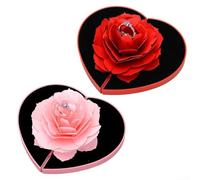 Rose rotative créative en forme de cœur pour boîte à bagues conçue avec élévateur de fleur pour une bague élégante pour présenter des bagues pour des propositions de bague et des événements spéciaux