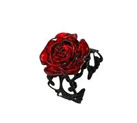 Rose rouge anneau ouvert gothique floral déclaration anneau sombre bijoux romantique adapté pour les fêtes, les festivals et la vie quotidienne