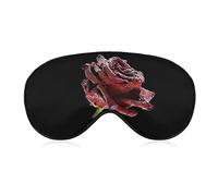 Rose rouge avec des gouttes de rosée sur le sommeil noir masque pour les yeux couverture de sommeil doux bandeau masque de sommeil couverture pour le voyage du sommeil