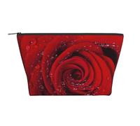 Rose Rouge avec des Gouttes d'eau Macro de lumière Naturelle, Trousse de Toilette Trousse de Maquillage Sac à cosmétiques Trousse de Toilette de Voyage Portable