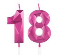 Rose rouge bougies d'anniversaire en forme de chiffre 18, 3D bougies rouge décoration de gâteau,décoration de gâteau pour fête d'anniversaire, mariage,bougie d'anniversaire pour gâteau