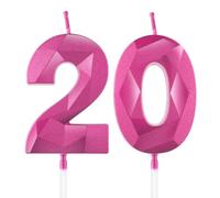 Rose rouge bougies d'anniversaire en forme de chiffre 20, 3D bougies rouge décoration de gâteau,décoration de gâteau pour fête d'anniversaire, mariage,bougie d'anniversaire pour gâteau