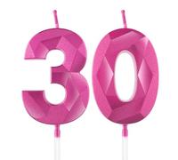 Rose rouge bougies d'anniversaire en forme de chiffre 30, 3D bougies rouge décoration de gâteau,décoration de gâteau pour fête d'anniversaire, mariage,bougie d'anniversaire pour gâteau
