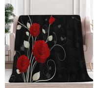 Rose Rouge Cœur Tourbillonnant Imprimé Couverture Plaid Flanelle 180 x 200 cm, Hiver Chaude Douce Moelleuse Motifs Romantiques Couverture de Lit Couvre-lit Jeté de Canapé pour Voyager Lit