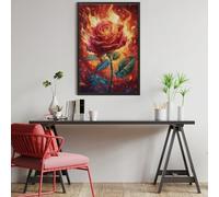 Rose Rouge de Flamme Puzzle 1000 Pièces pour Adultes Design Artistique Educa Challenge Difficile Assemblage Amusant Cadeau Unique Décoration 1000 PCS