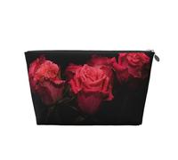 Rose Rouge et Feuilles Noires, Trousse de Toilette Trousse de Maquillage Sac à cosmétiques Trousse de Toilette de Voyage Portable