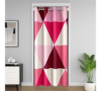 Rose Rouge Géométrique Rideau de Porte 86x203cm Blanc Géométrie Rideau Occultant Rideaux Simple Moderne Rideaux Exterieur d'entrée Moderne Art Rideaux Interieur Salon Chambre Chambre Fille