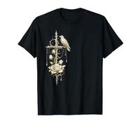 Rose Rouge Gothique Vintage Lune Corbeau Squelette enchantée Rose T-Shirt