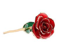 Rose Rouge ornée de 24 carats « Amour éternel » - Fleur véritable trempée dans, confectionnée à la Main - Pièce d'art Unique symbolisant l'amour éternel pour Les