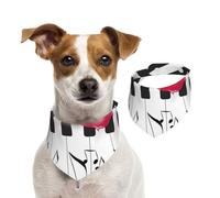 Rose Rouge sur Notes de Musique pour Piano,Bandanas pour Chien, écharpe en Coton, Bavoirs réglables pour Animaux de Compagnie,L