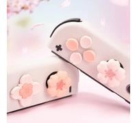 Rose Sakura Silicone souple d-pad bouton croisé ABXY utocollant coque peau pour Switch 2/NS Oled Joy-con pouce bâton poignée capuchon couverture For Switch 2