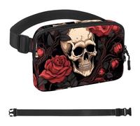 Rose Skull-831 Sac banane de style unisexe : sacs banane tendance, sacs à bandoulière, sport, mince, tendance, pour jogging, randonnée, randonneur, femme, homme, multicolore, 4 x 23 x 15 cm,