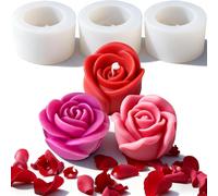 Rose Soap Mould Valentine's Flower 3 Pieces Moulds Decoration Flowers For Cake For 3d Candles Flowers Soap Mould Small Candle Mould Rose Fondant Diy For Cake Decoration