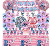 Rose Stitch Fête D’anniversaire Décorations Kit Comprenant Cupcake Toppers Autocollants Ballon Nappe Fête D’anniversaire