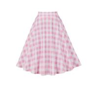 Rose Taille Haute Été Piste Swing Jupes À Carreaux Imprimé Doux Une Ligne Pinup Rétro Vintage Rockabilly Jupe -1-L