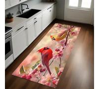 Rose Tapis de Cuisine Petit Oiseau, Moineau Rouge, Fleur de Cerisier Long Antidérapant Antifatigue Absorbant Lavable Devant Évier Décoration Maison 40 x 120 cm