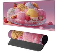 Rose Tapis de Souris Gaming 600x300x3mm, Nourriture Tapis de Souris XXL, sous Main Bureau, Mouse Pad avec Rubber Base, Accessoires Bureau, Mousepad avec Coutures sur Les Bords, pour Gamer, I-7466