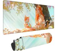 Rose Tapis de Souris Gaming XXL 900 x 400 x 4 mm Grand Tapis de Souris XXL Dessin Animé Mouse Pad pour Clavier et Bureau, Haute Précision et Vitesse, Caoutchouc Antidérapante Accessoire Gaming w-1713