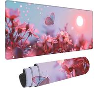 Rose Tapis de Souris Gaming XXL 900x300x3 mm Grand Tapis de Souris XXL Papillon Mouse Pad pour Clavier et Bureau, Haute Précision et Vitesse, Caoutchouc Antidérapante for Gamer Accessoire Gaming w-762