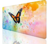 Rose Tapis de Souris XXL 1000 x 500 mm,Grand Tapis de Souris Papillon Design avec Bords Cousus 3mm,Mouse Pad Gaming Accessoire Bureau Desk Decoration,Imperméable Résistant à Usure Lavable,Gifts,o-576