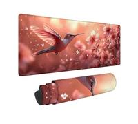 Rose Tapis de Souris XXL 1000 x 500mm, Tapis Souris Colibri sous Main Bureau avec 3MM Bords Cousus, Imperméable Mouse Pad Base en Caoutchouc Antidérapant Surface pour Gamer, PC, Cadeau -hjw2601PA