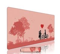 Rose Tapis de Souris xxl 1400x600x3mm Gaming Sous Main Bureau Grand Tapis de Souris Gamer Couple Accessoire Bureau Travail Ordinateur Portable Clavier Mousepad Bords Cousus, Base en Caoutchouc w-10656