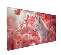 Rose Tapis de Souris XXL 1500 x 800 mm, Tapis Souris Renard sous Main Bureau avec 3MM Bords Cousus, Imperméable Mouse Pad Base en Caoutchouc Antidérapant Surface pour Gamer, PC, Cadeau -bby2509CT