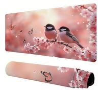 Rose Tapis de Souris XXL 1600x800x3mm Oiseau sous Main Bureau Accessoire à Base en Caoutchouc Antidérapante et Bords Cousus Tapis de Souris Gamer pour Deco Bureau Desk, Cadeaux pour Hommes J1-344