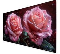Rose Tapis de Souris XXL 80x40cm, Tapis Souris Rose sous Main Bureau avec 3MM Bords Cousus, Imperméable Mouse Pad Base en Caoutchouc Antidérapant Surface pour Gamer, Ordinateur, PC, Cadeau -yym2509MN