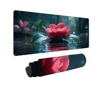 Rose Tapis de Souris XXL 90 x 30 cm, Tapis de Souris Lotus sous Main Bureau avec Bords Cousus, Imperméable Mouse Pad Base en Caoutchouc Antidérapant Surface pour Gamer, PC, Cadeau Femme -zjn2509S5