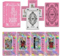 Rose Tarot Holographique Pour Débutants Avec Des Significations,Avec Guide,Mots-Clés,Élément,Planète,Zodiaque,Chakra,Oui Ou Non,Tonalité Musicale,Numérologie (Version Anglaise)