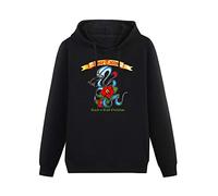 Rose Tattoo Rock N Roll Outlaws Hoody Unisex Ptinted Hoodies Long Sleeve Men's Hooded with Pocket Black XXXL