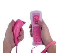 Rose Telecommande Avec Motion Plus + Nunchuck Compatible Nintendo Wii