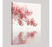 Rose Toile décorative fleurs de cerisier 70x50 cm Tableau mural moderne Impression pour salon chambre maison bureau