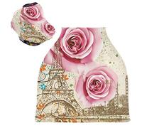 Rose Tour De Paris Housse de Canopée de Siège de Voiture pour Poussette Bébé Dais Siège-Auto Couverture D'Allaitement Pare-Soleil Respirant Extensible pour Garçons Filles