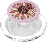 Rose Tournesol Papillon Sensibilisation au Cancer du Sein PopSockets PopGrip pour MagSafe