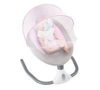 Rose Transat Balancelle Jusqu’à 18 KG, Pliable, Télécommande et Bluetooth pour Smartphone, Alimentation Piles et Secteur, Harnais de Sécurité 3 Points, Pare-soleil, Moustiquaire