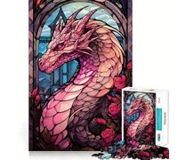 Rose Valtaria Pink Dragon Puzzle 1000 Pièces pour Adolescents Jeu de Logique Solide Temps en Famille Bords Transparents Surprise Chaleureuse (38x52cm)