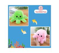 (Rose + vert, 40 cm/15,7 pouces) 20/30/40 cm double face réversible en peluche pieuvre poupée en peluche