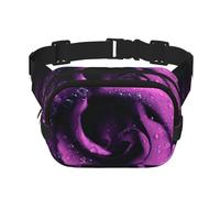 Rose Violette imprimée,Sac Banane carré Double Couche, Sac de Poitrine