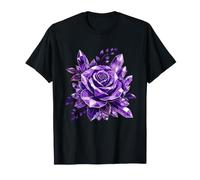 Rose Violette Mystique avec Cristaux d'améthyste T-Shirt
