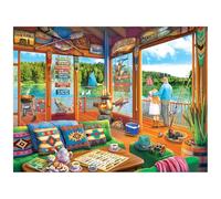 RoseArt - Kodak Premium - Puzzle The Lake House de 350 pièces - Scène de vacances d'été confortable sur le lac - Puzzle adulte - Taille finie env. 45,7 x 61 cm, fabriqué aux États-Unis