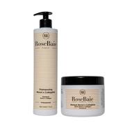 ROSEBAIE | Duo Solaire Monoï & Collagène | Cheveux Exposés Soleil & Mer | Élimine Chlore Sel Calcaire Sable | Hydratant & Nourrissant | Sans Sulfates | Shampoing 500ml | Masque Après-Soleil 500ml