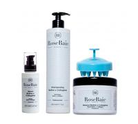 ROSEBAIE | Routine Trio Biotine et Collagène | Réparation Pousse Cheveux | Shampoing 500ml | Masque 500ml | Sérum 100ml | Brosse massante offerte